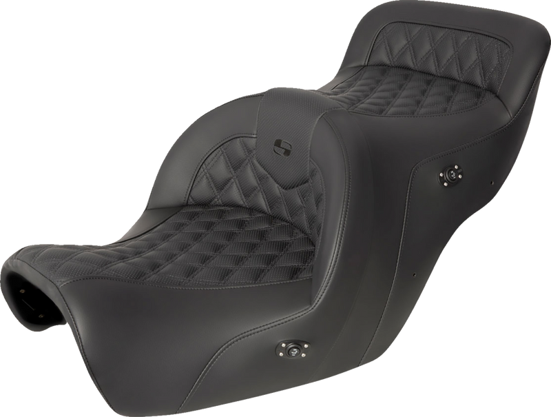 SADDLEMEN Seat - Roadsofa - without Backrest - Full Lattice Stitch - Black - Heated - GL1500 '88-'00 H88-07-182HCT