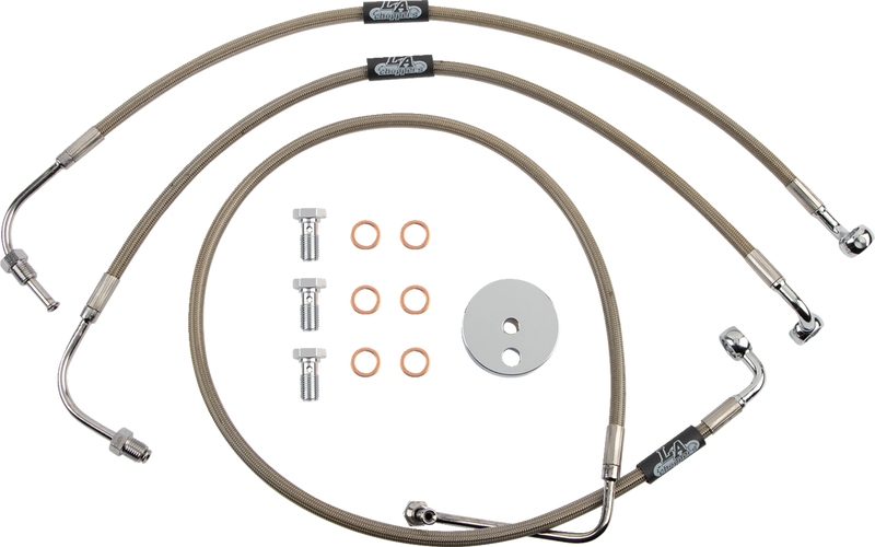 LA CHOPPERS Brake Lines - 15" - 17" Ape Hanger Handlebars - Stainless Steel LA-8230B16