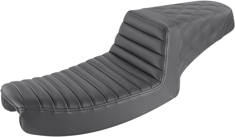 SADDLEMEN Step-Up Seat - Front Tuck-n-Roll/Rear Lattice Stitch - Black - Dyna 891-04-176