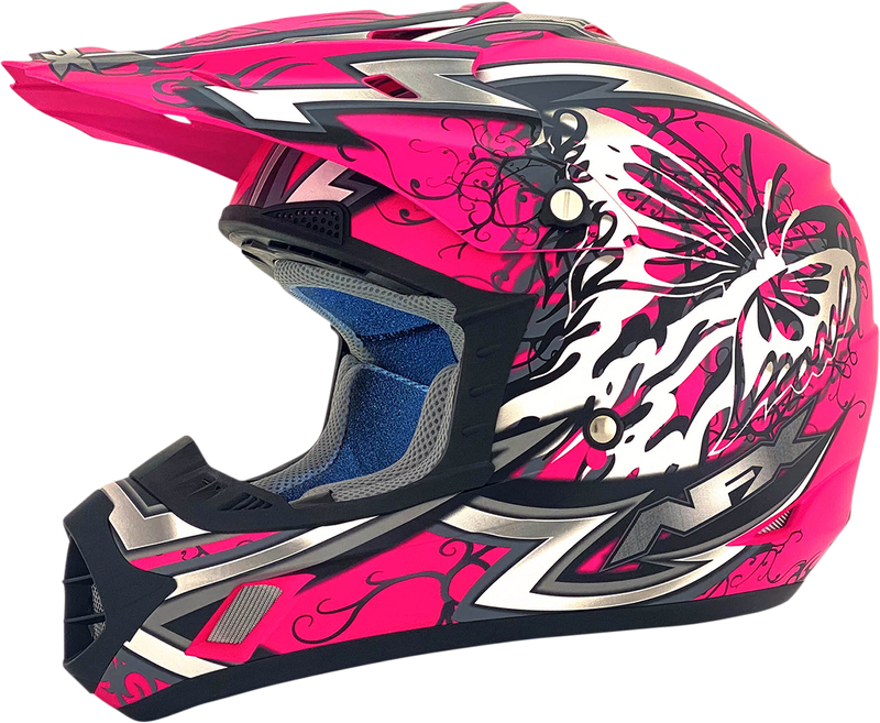 AFX Fx-17y Motorcycle Helmet - Butterfly - Matte Hot Pink - Medium 0111-1379