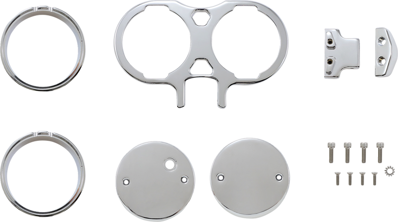 LA CHOPPERS Gauge Mount - Dual - Chrome - Dyna/Sportster LA-7397-02C