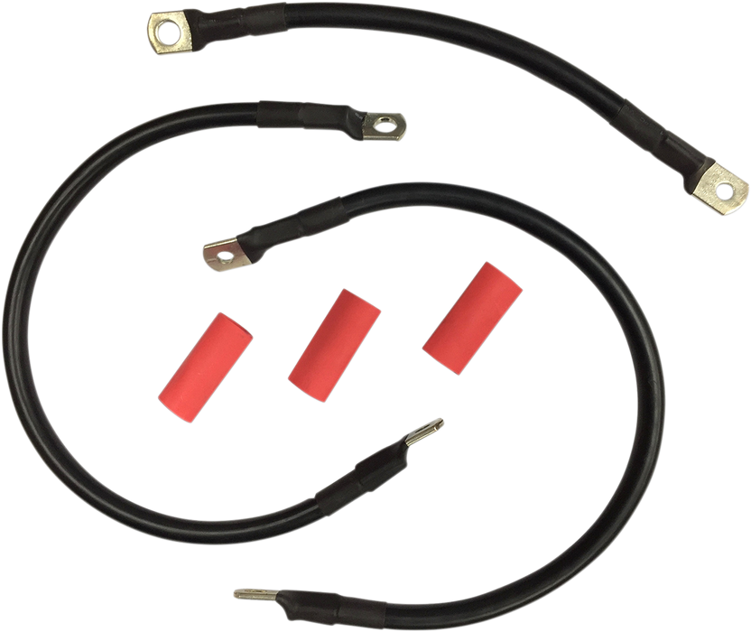 DRAG SPECIALTIES Black Battery Cable Set - '65-'84 FL E25-0091B-T6