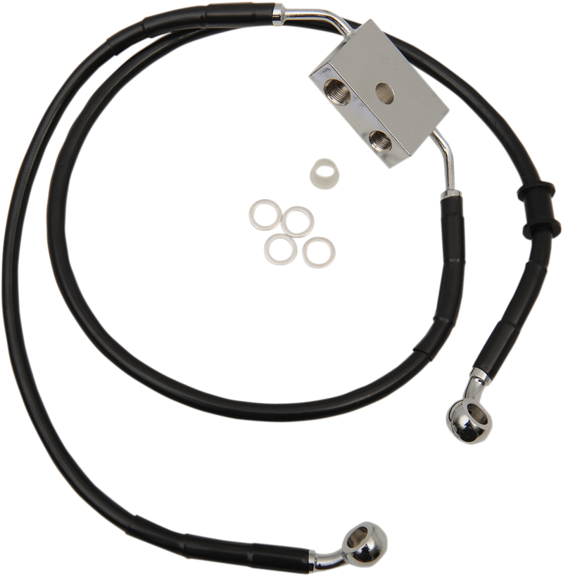 DRAG SPECIALTIES Brake Line - Front - +10" - Black - XL 614750-10BLK