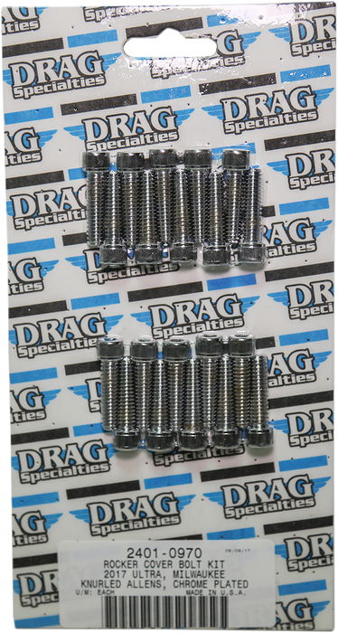 DRAG SPECIALTIES Rocker Cover Knurled Bolt Kit - Chrome - M8 MK777