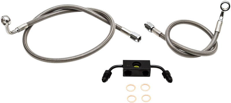 LA CHOPPERS Brake Lines - 12" - 14" Ape Hanger Handlebars - Stainless Steel LA-8321B13