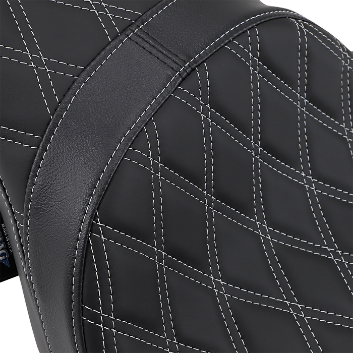 DRAG SPECIALTIES Predator 2-Up Seat - Double Diamond - Silver Stitching - FL '08-'22 0801-1271