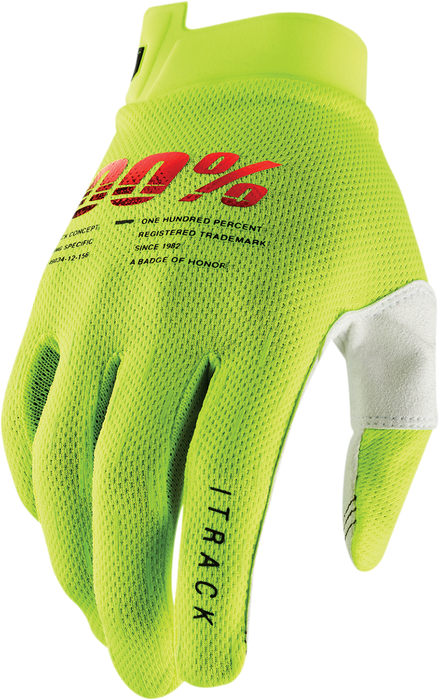 100% iTrack Gloves - Fluo Yellow - XL 10008-00013