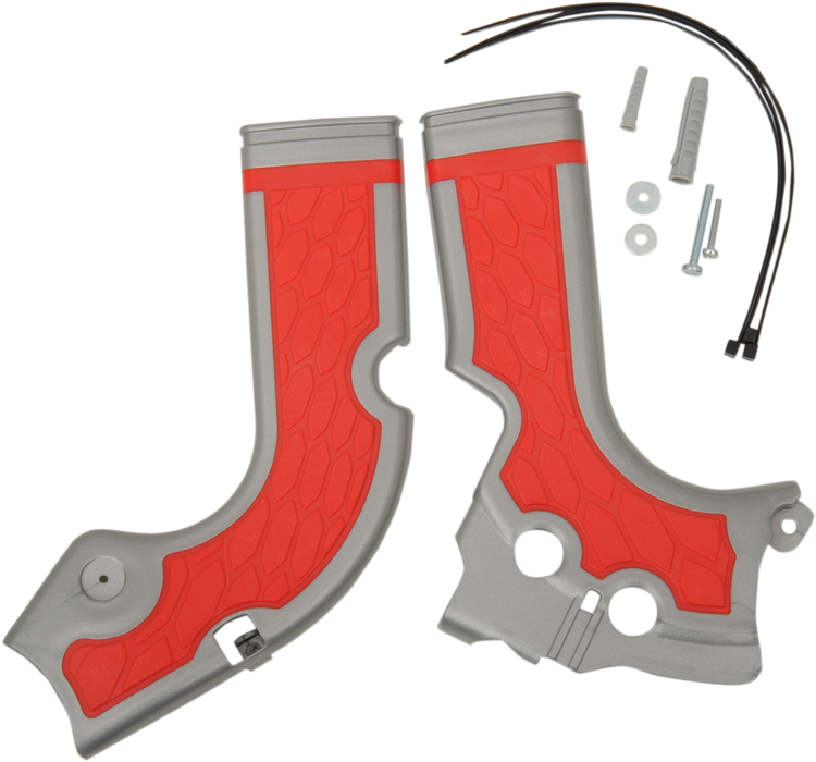 ACERBIS X-Grip Frame Guards - Silver/Red 2374241418