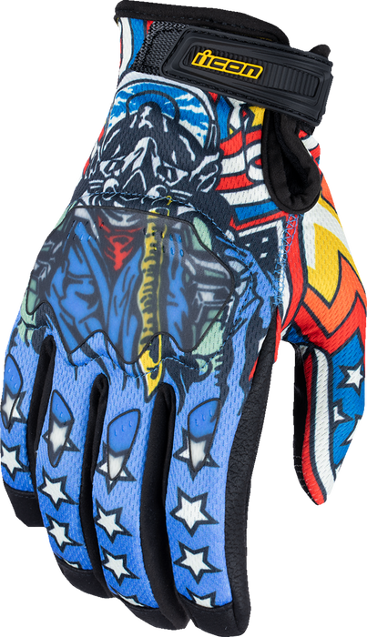 ICON Hooligan™ CE Flyboy Motorcycle Gloves - Blue - Large 3301-4711