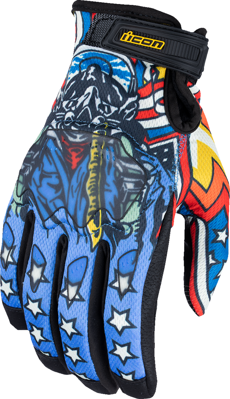 ICON Hooligan™ CE Flyboy Motorcycle Gloves - Blue - Medium 3301-4710