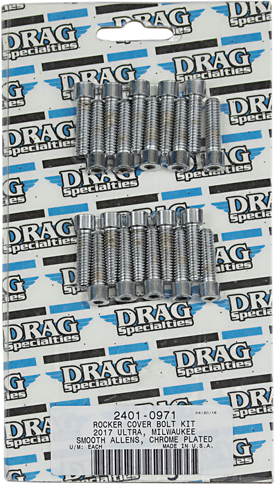 DRAG SPECIALTIES Rocker Cover Smooth Bolt Kit - Chrome - M8 MK777S