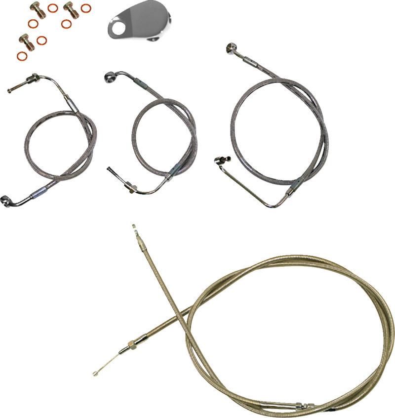 LA CHOPPERS Handlebar Cable/Brake Line Kit- Quick Connect - 12" - 14" Ape Hanger Handlebars - Stainless Steel LA-8155KT-13