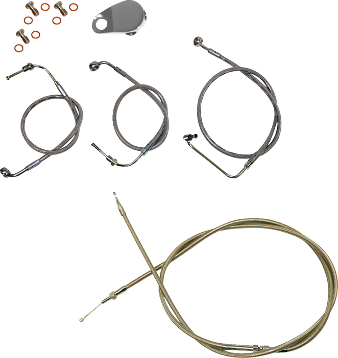 LA CHOPPERS Handlebar Cable/Brake Line Kit- Quick Connect - 12" - 14" Ape Hanger Handlebars - Stainless Steel LA-8155KT-13