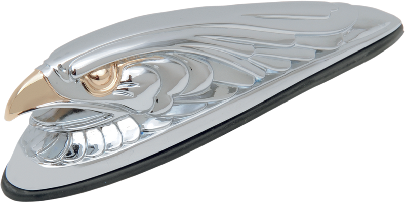 DRAG SPECIALTIES Eagle Head with Lights - Gold Eyes - Small - Chrome 91-6608-BC312