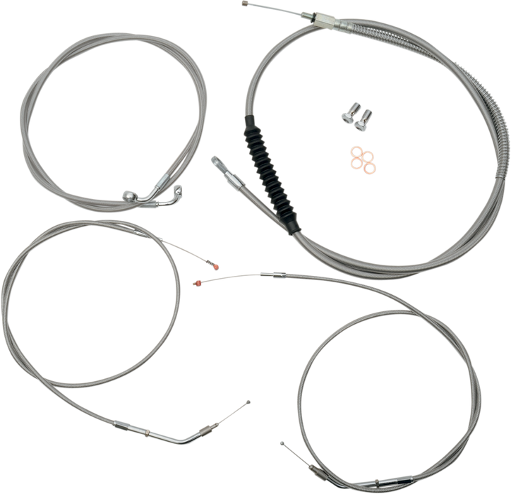 LA CHOPPERS Handlebar Cable/Brake Line Kit - 12" - 14" Ape Hanger Handlebars - Stainless Steel LA-8320KT-13