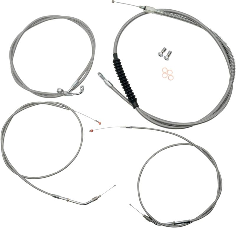 LA CHOPPERS Handlebar Cable/Brake Line Kit - 15" - 17" Ape Hanger Handlebars - Stainless Steel LA-8310KT-16