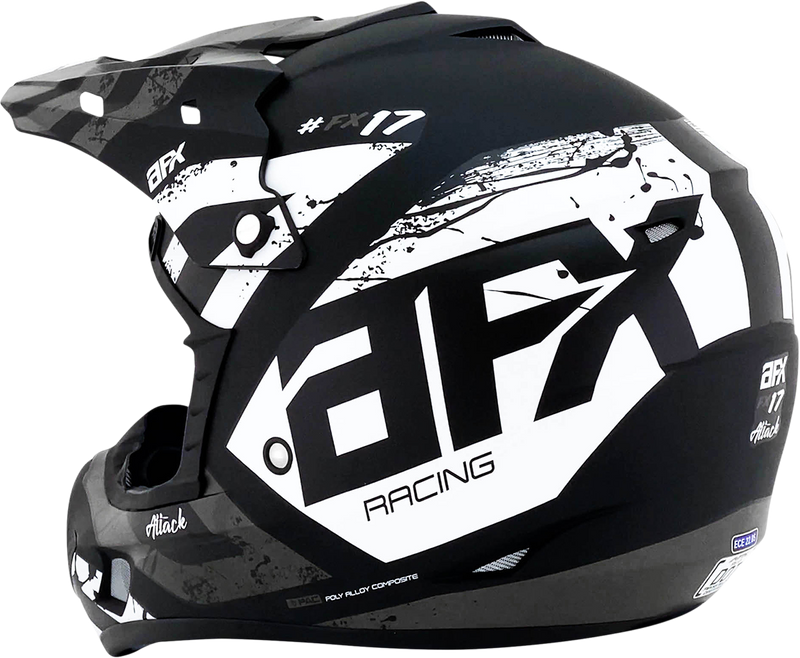 AFX FX-17Y Motorcycle Helmet - Attack - Matte Black/Silver - Large 0111-1401