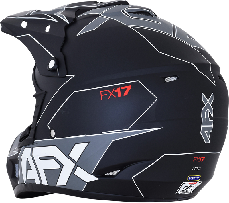 AFX FX-17 Motorcycle Helmet - Aced - Matte Black/White - Medium 0110-6490