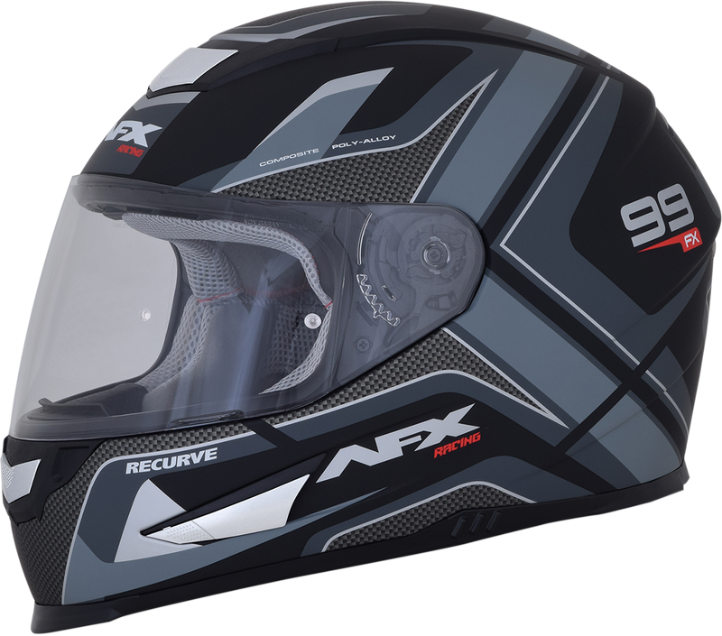 AFX FX-99 Motorcycle Helmet - Recurve - Matte Black/Gray - Large 0101-11138