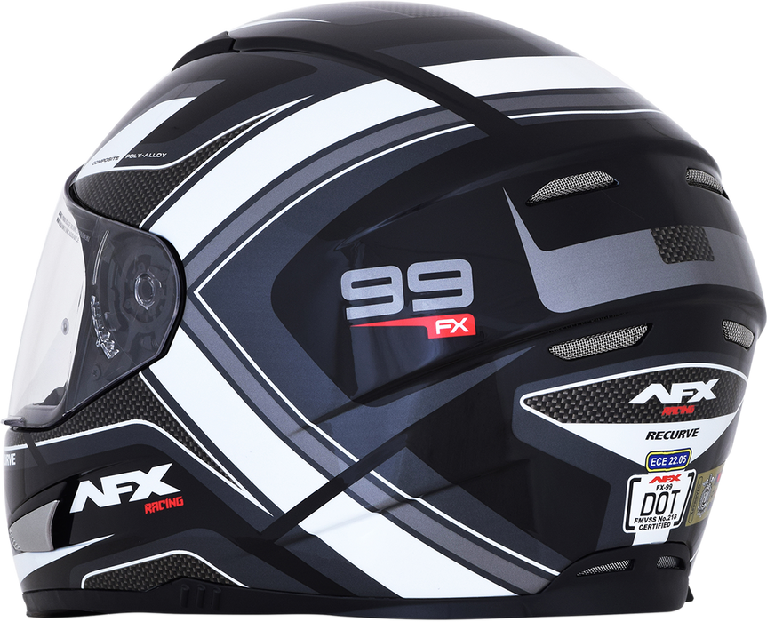 AFX FX-99 Motorcycle Helmet - Recurve - Black/White - Medium 0101-11117