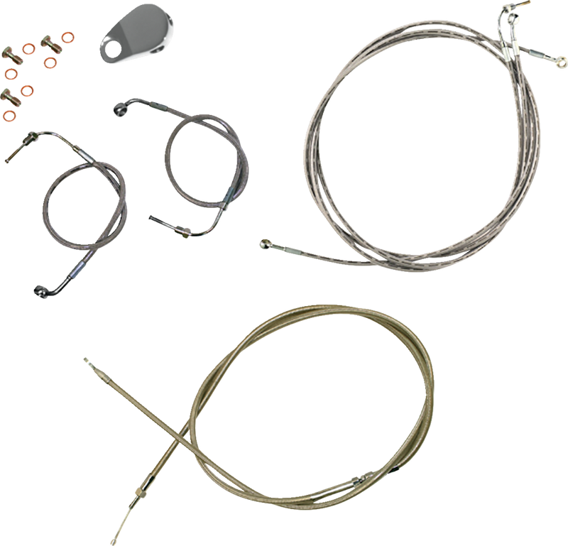 LA CHOPPERS Handlebar Cable/Brake Line Kit- Quick Connect - 15" - 17" Ape Hanger Handlebars - Stainless Steel LA-8157KT-16
