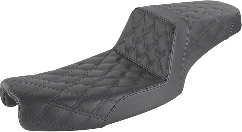 SADDLEMEN Step-Up Seat - Full Lattice Stitch - Black - Dyna 891-04-175
