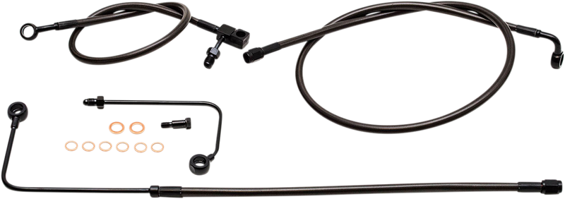 LA CHOPPERS Brake Lines - 15" - 17" Ape Hanger Handlebars - Midnight LA-8151B16M