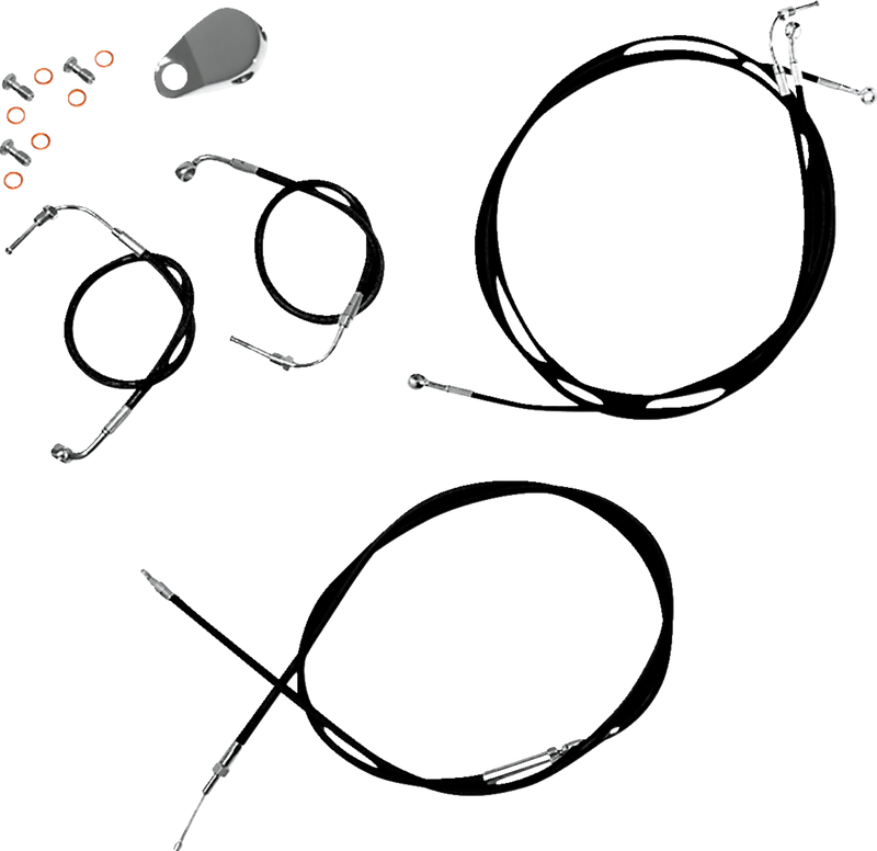 LA CHOPPERS Handlebar Cable/Brake Line Kit- Quick Connect - Mini Ape Hanger Handlebars - Black Vinyl LA-8157KT-08B