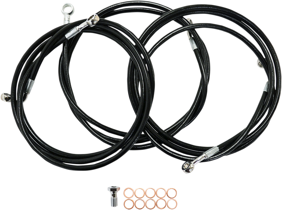 LA CHOPPERS Brake Line - 15" - 17" Ape Hanger Handlebars - Black LA-8052B16B