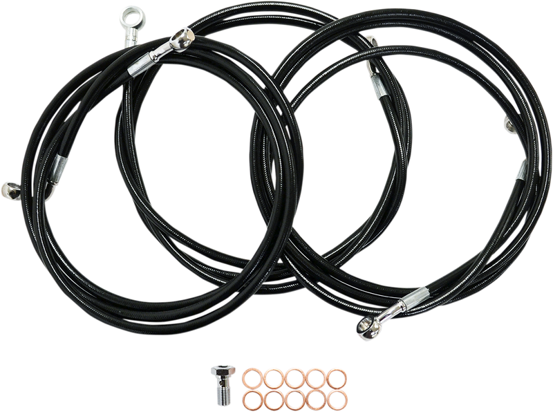 LA CHOPPERS Brake Line - 12" - 14" Ape Hanger Handlebars - Black LA-8052B13B