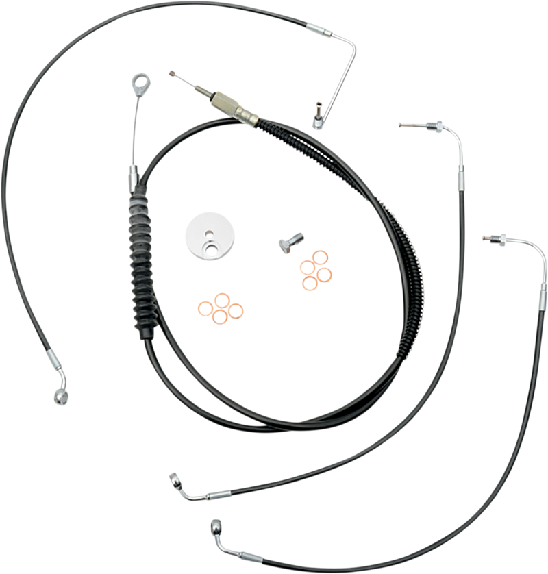 LA CHOPPERS Handlebar Cable/Brake Line Kit - 15" - 17" Ape Hanger Handlebars - Black Vinyl LA-8154KT-16B