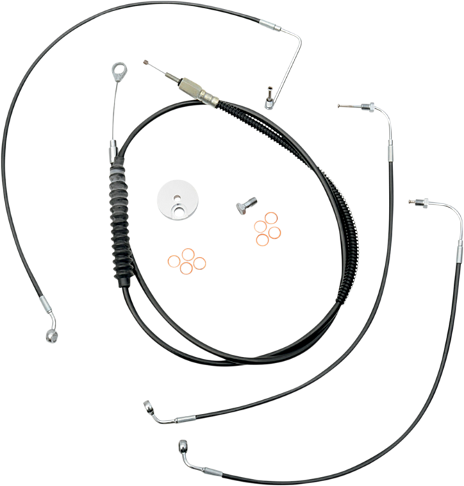 LA CHOPPERS Handlebar Cable/Brake Line Kit - 18" - 20" Ape Hanger Handlebars - Black Vinyl LA-8154KT-19B