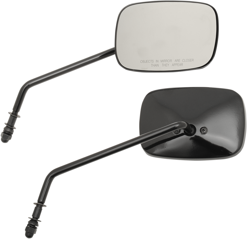 DRAG SPECIALTIES Rectangle Mirrors - Long - Black 60-0014/15GBX
