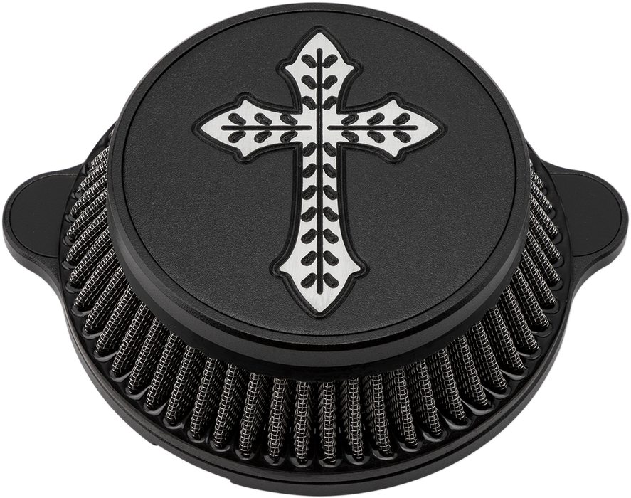 LA CHOPPERS Spanish Cross Air Cleaner - Black - M8 LA-2396-03B