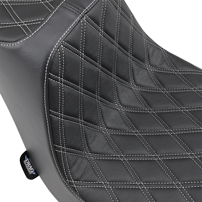 DRAG SPECIALTIES Predator III Seat - Double Diamond - Silver Stitching 0802-1268