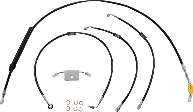 LA CHOPPERS Handlebar Cable/Brake Line Kit- Quick Connect - 12" - 14" Ape Hanger Handlebars - Black Vinyl LA-8157KT-13B