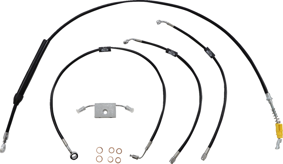 LA CHOPPERS Handlebar Cable/Brake Line Kit- Quick Connect - 12" - 14" Ape Hanger Handlebars - Black Vinyl LA-8157KT-13B