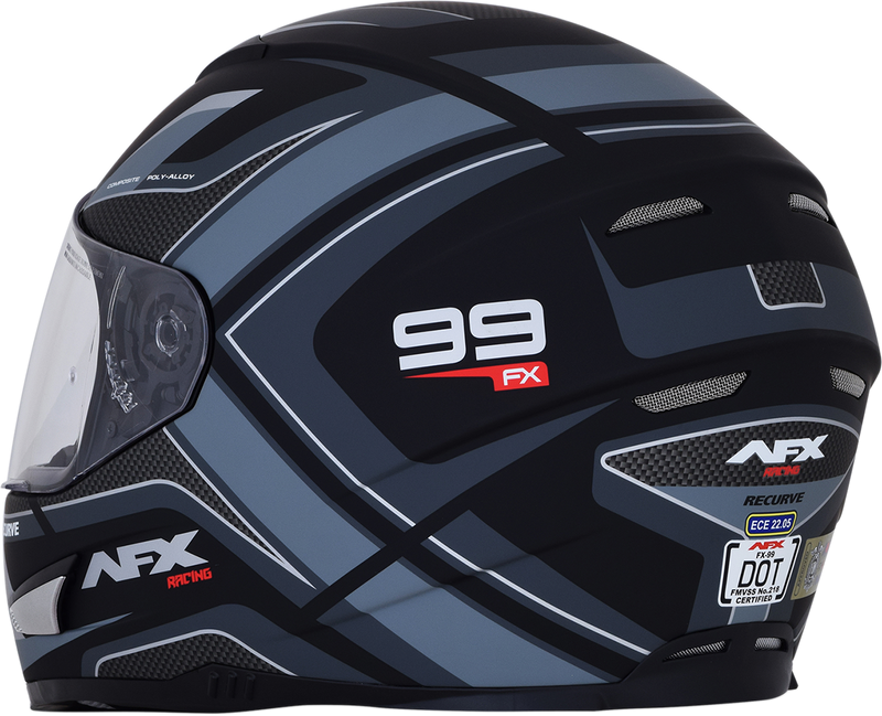 AFX FX-99 Motorcycle Helmet - Recurve - Matte Black/Gray - Large 0101-11138