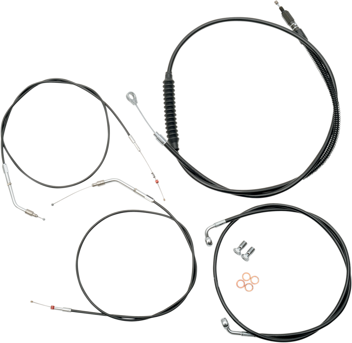 LA CHOPPERS Handlebar Cable/Brake Line Kit - 18" - 20" Ape Hanger Handlebars - Black Vinyl LA-8310KT-19B
