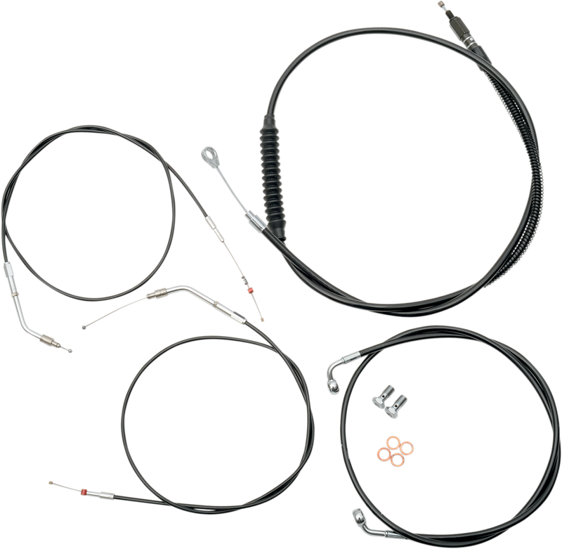 LA CHOPPERS Handlebar Cable/Brake Line Kit - 15" - 17" Ape Hanger Handlebars - Black Vinyl LA-8300KT-16B