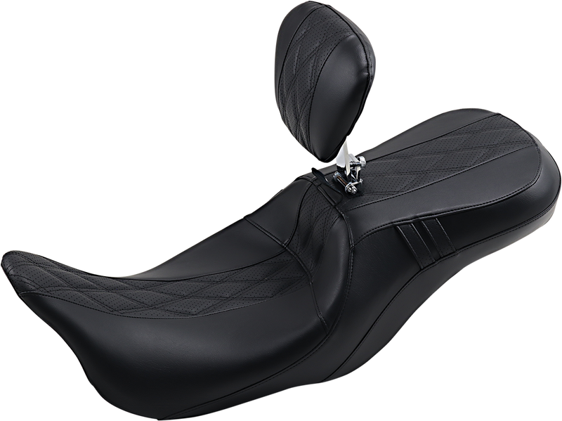 LE PERA Outcast GT Seat - 2-Up - With Backrest - Black Double Diamond - Perforated - FLH LK-997BRGT2