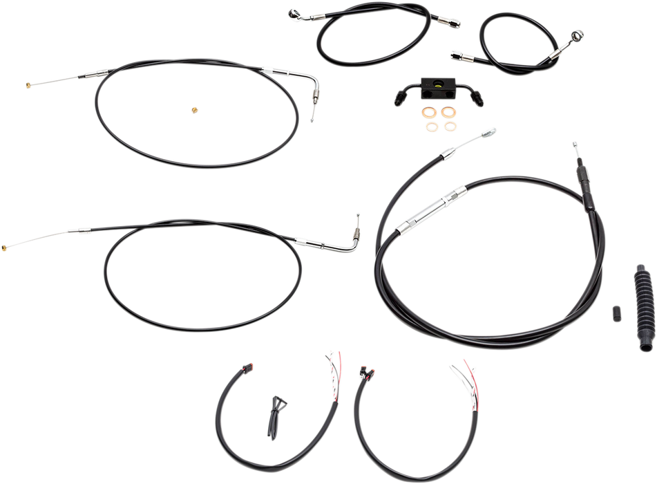 LA CHOPPERS Handlebar Cable/Brake Line Kit - Complete - 18" - 20" Ape Hanger Handlebars - Black Vinyl LA-8211KT2-19B