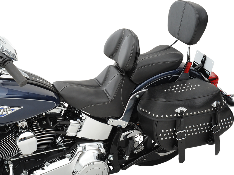 SADDLEMEN Dominator Solo Seat - Stitched - Black w/ Gray Stitching - FLSTC/N '06-'17 806-15-0042