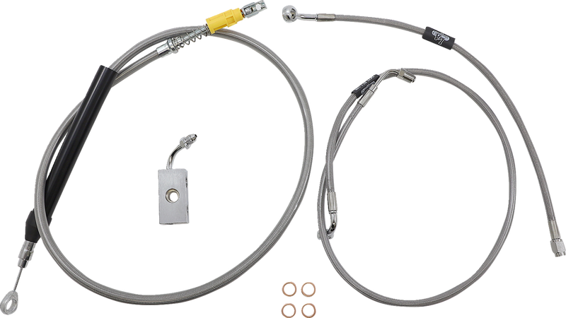 LA CHOPPERS Handlebar Cable/Brake Line Kit - 15" - 17" Ape Hanger Handlebars - Stainless Steel LA-8155KT-16