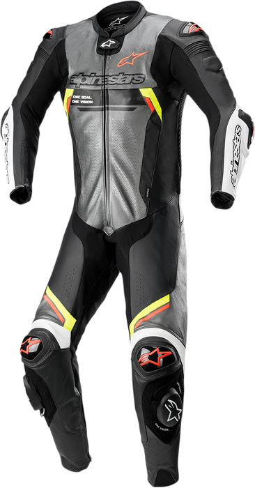 ALPINESTARS Missile Ignition v2 1-Piece Suit - Metallic Gray/Black/Yellow/Red Fluorescent - US 48 / EU 58 3150222-9135-58