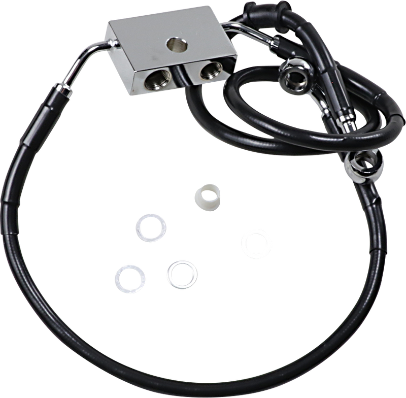 DRAG SPECIALTIES Brake Line - Front - +6" - Black - XL 614743-6BLK