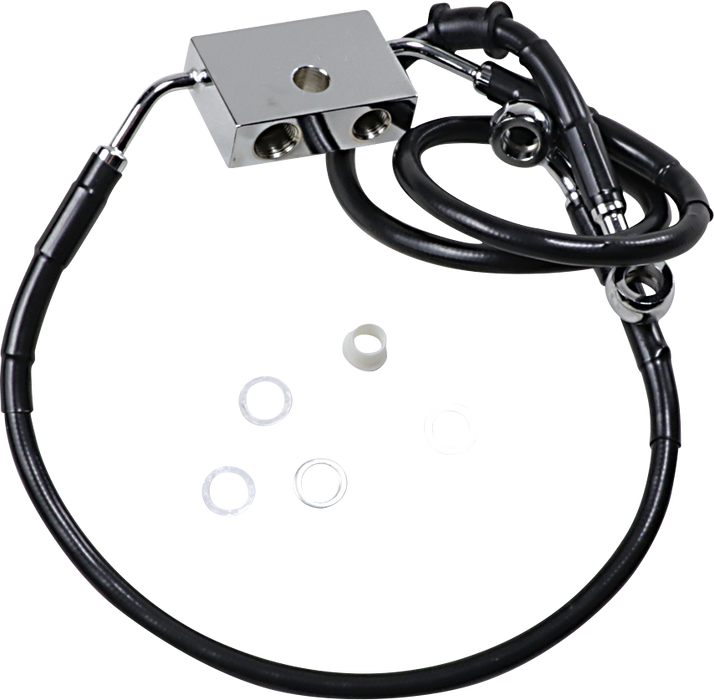 DRAG SPECIALTIES Brake Line - Front - +6" - Black - XL 614743-6BLK