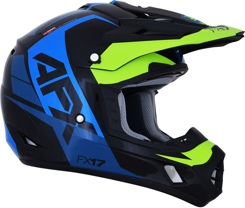 AFX FX-17 Motorcycle Helmet - Aced - Blue/Lime - Large 0110-6501