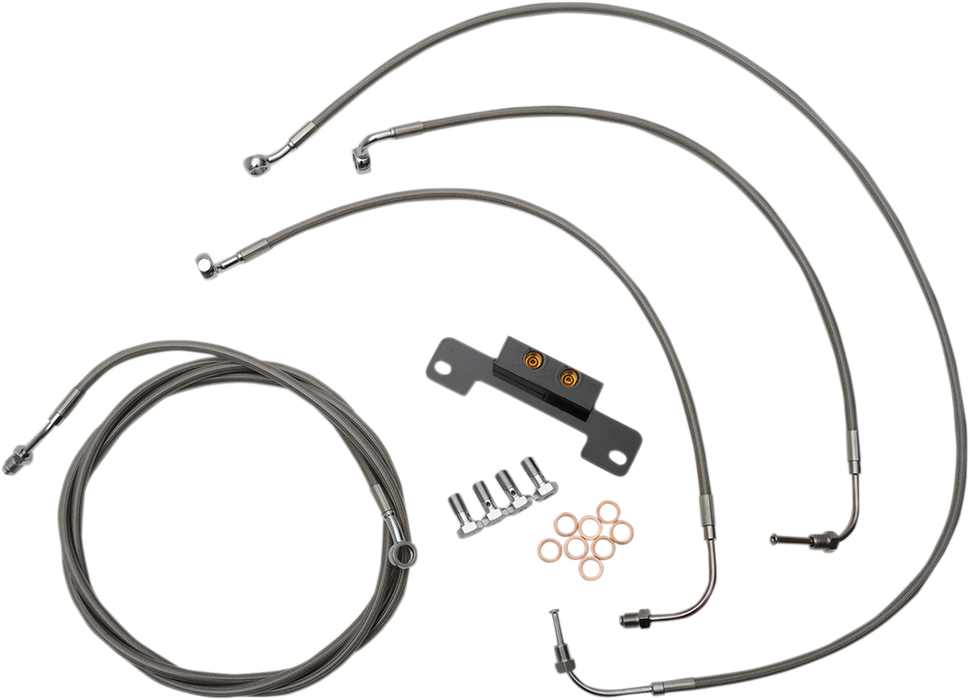 LA CHOPPERS Handlebar Cable/Brake Line Kit - 15" - 17" Ape Hanger Handlebars - Stainless Steel LA-8055KT-16