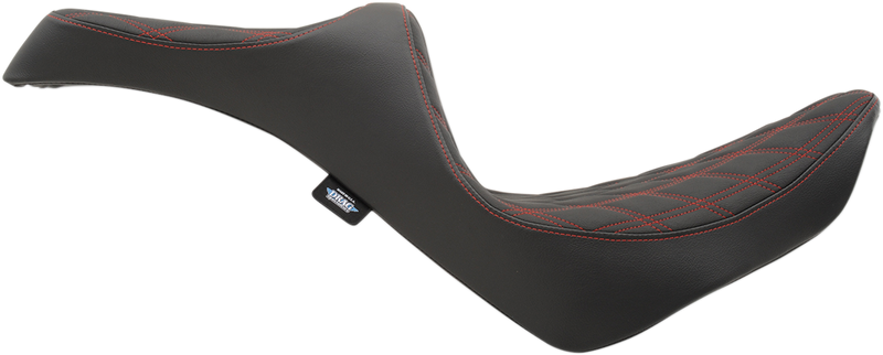 DRAG SPECIALTIES Predator III Seat - Double Diamond - Red Stitching - FL/FX '18-'22 0802-1147